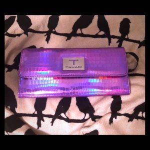 NWT purple holographic Tahari trifold wallet